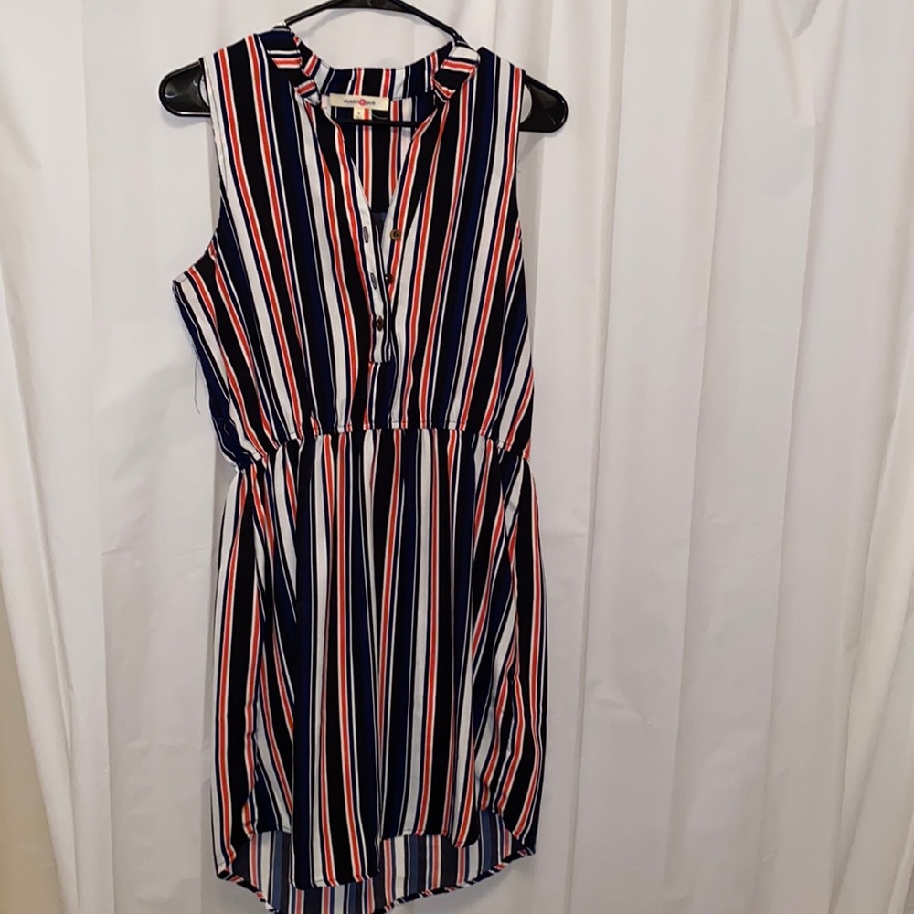 Super cute multi color short high low dress